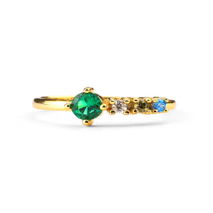 Bague avec pierres de naissance familiales