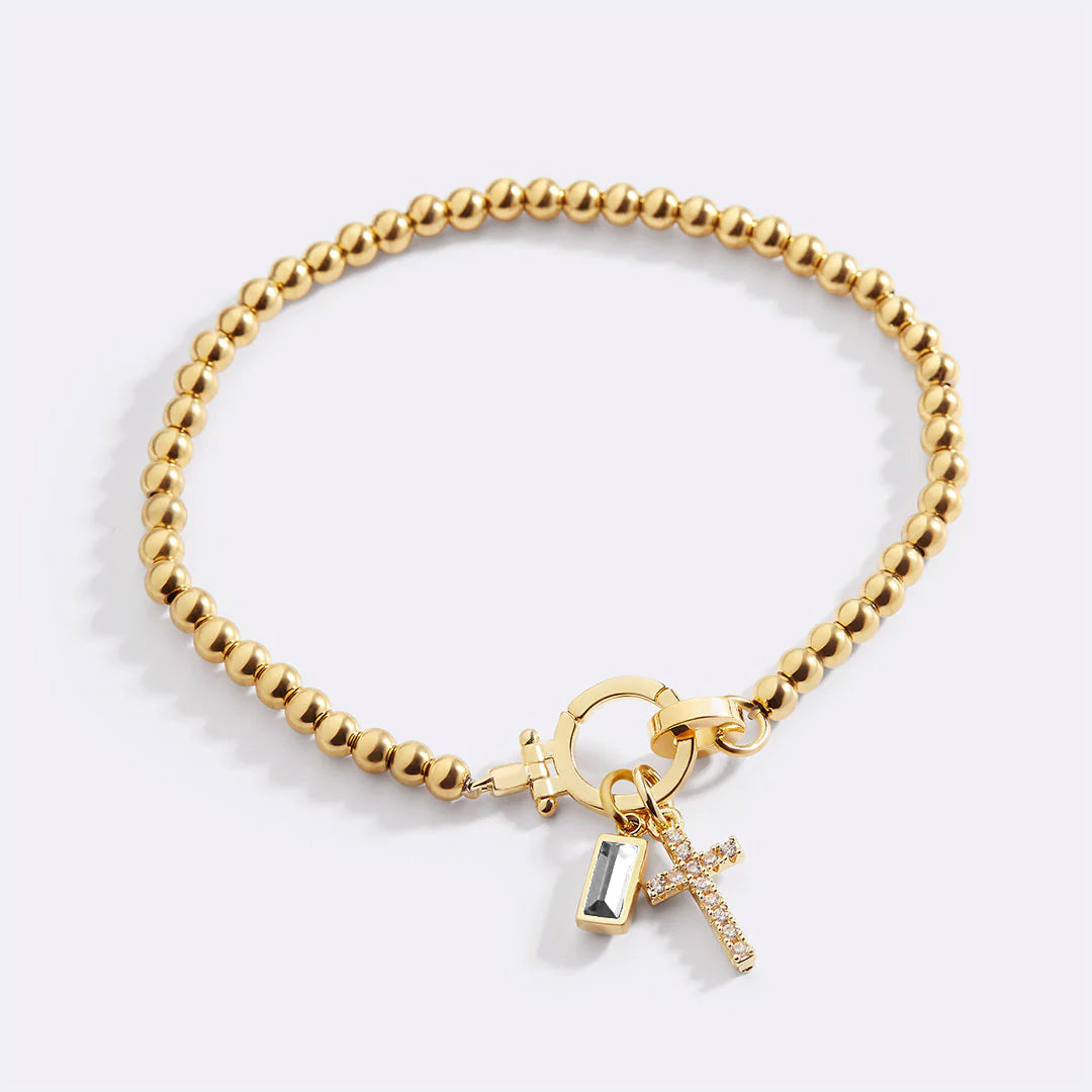 Birthstone Cross Charm Bracelet