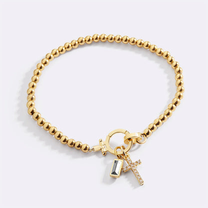 Birthstone Cross Charm Bracelet