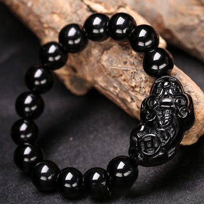 Black Obsidian Pi Yao Wealth & Protection Bracelet