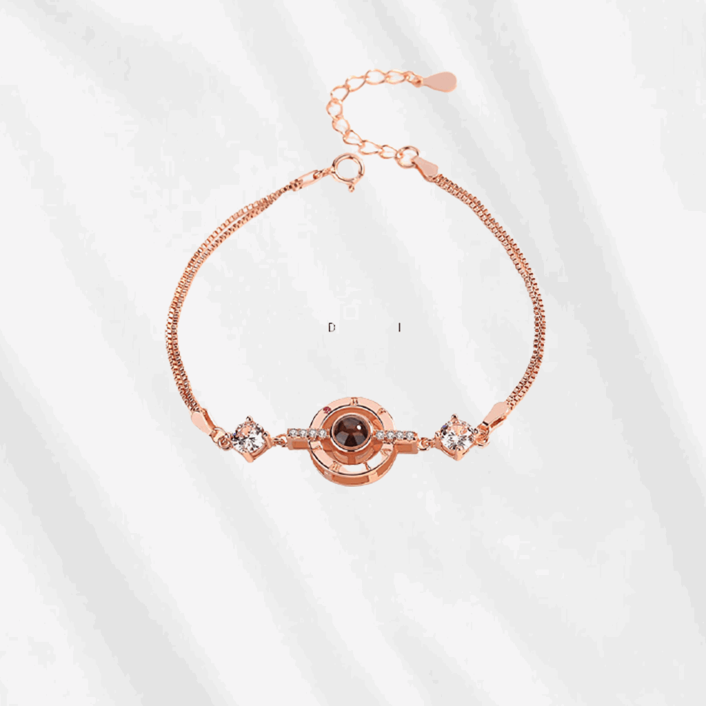 Photo Projection Bracelet Round Shape Sterling Silver Customodish - Wear fortune