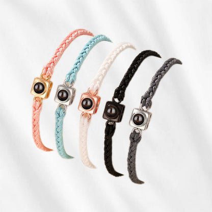 Bracelet avec image à l'intérieur pour homme et femme, breloque carrée