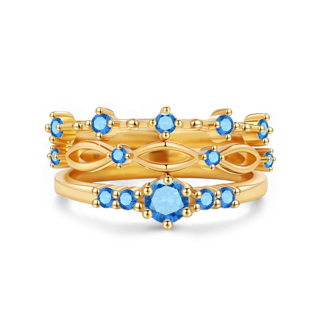 Ensemble de bagues empilables tressées avec pierres de naissance