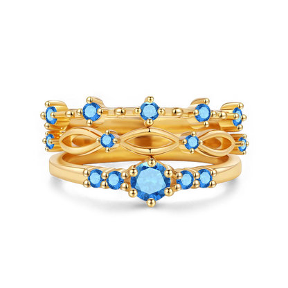 Ensemble de bagues empilables tressées avec pierres de naissance