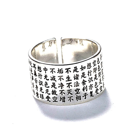 Buddhist's Wealth & Protection Amulet Scripture Open Ring