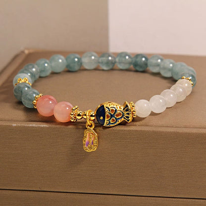 Bracelet porte-bonheur en jade, agate Yanyuan, jade blanc, poisson koï, écritures 