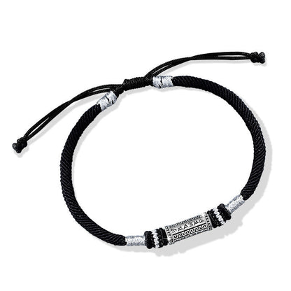 Bracelet en corde tressée avec pierres de Bouddha en argent sterling 925, symbole de la sagesse Om Mani Padme Hum 