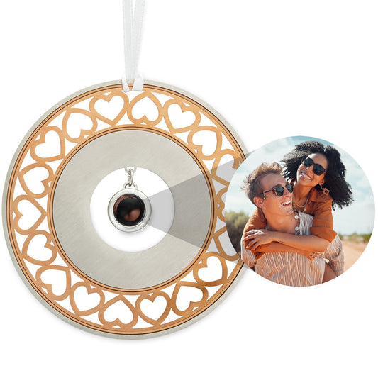 Personalisiertes Kreis- und Herz-Foto-Ornament