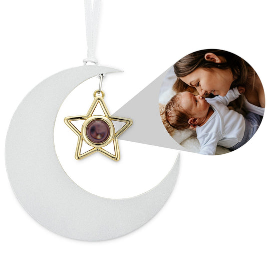 Personalisiertes Halbmond-Stern-Foto-Ornament