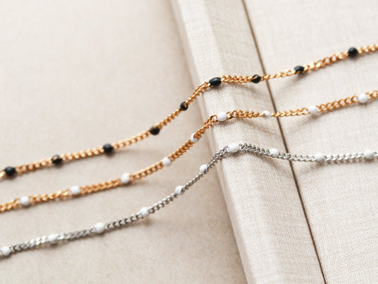 Enamel Curb Chain | Black, White