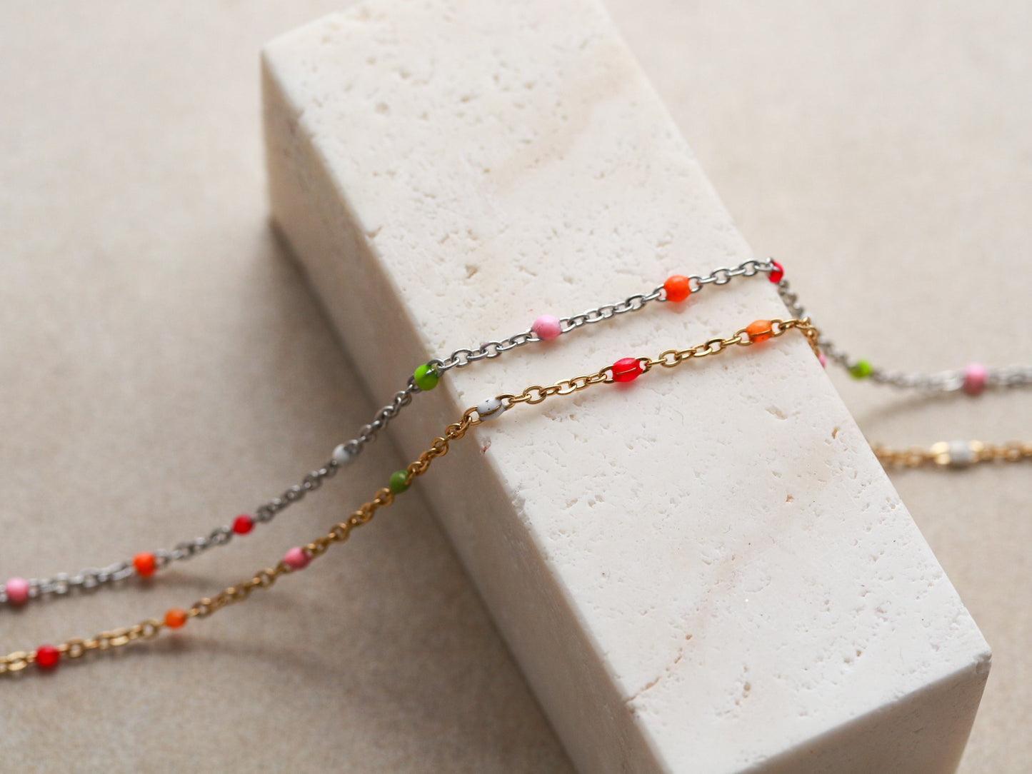 Enamel Cable Chain | Pink, Orange