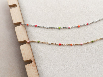 Enamel Cable Chain | Pink, Orange
