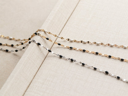 Enamel Lace Chain | Black, White