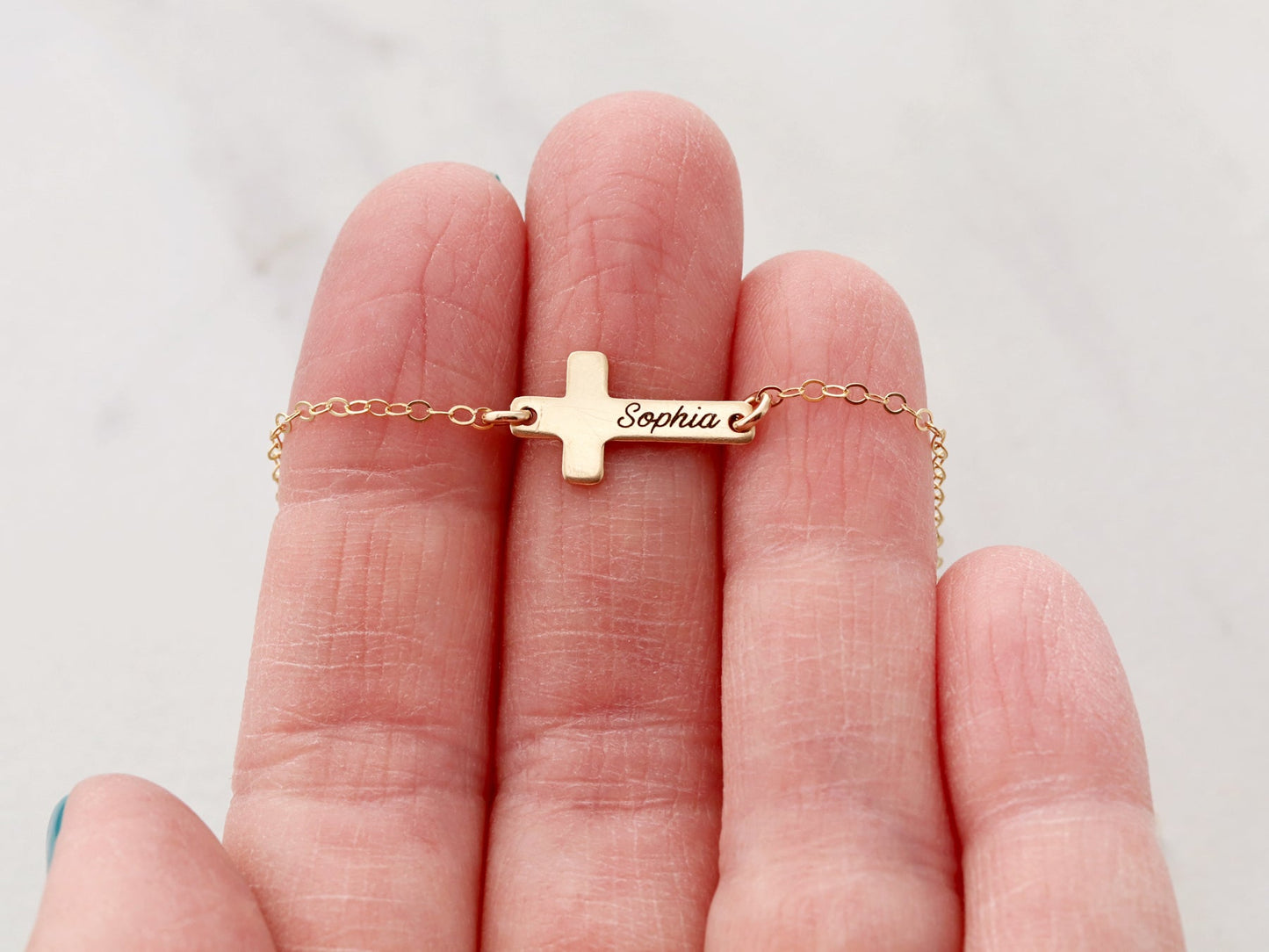 Engraved Cross Bracelet