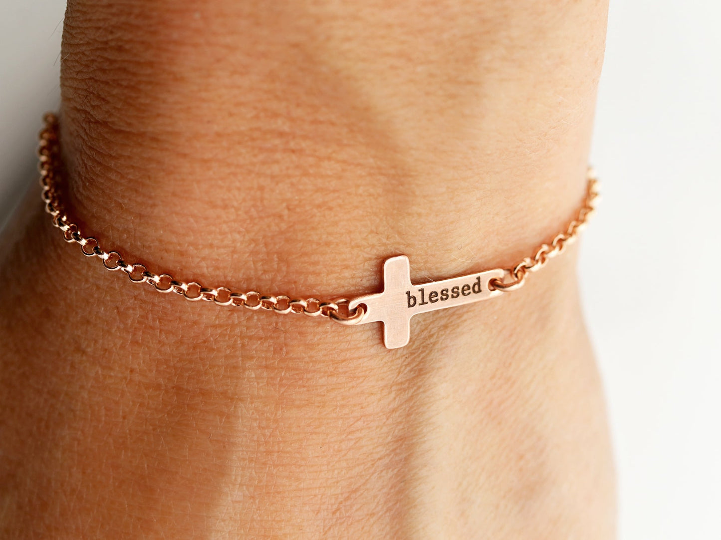 Engraved Cross Bracelet