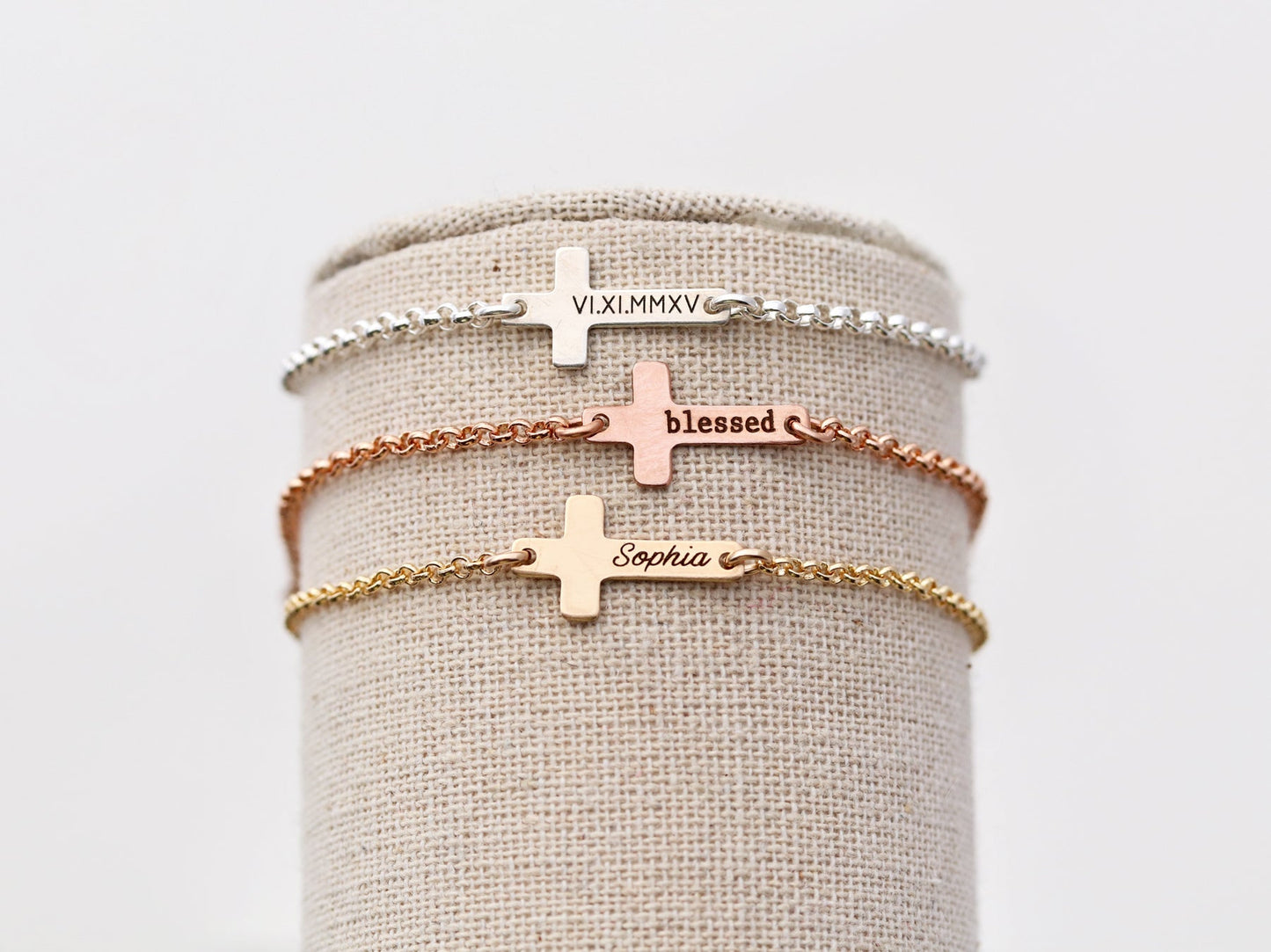 Engraved Cross Bracelet