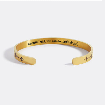 Beautiful Girl You Can Do Hard Things Personalizable Cuff Bracelet