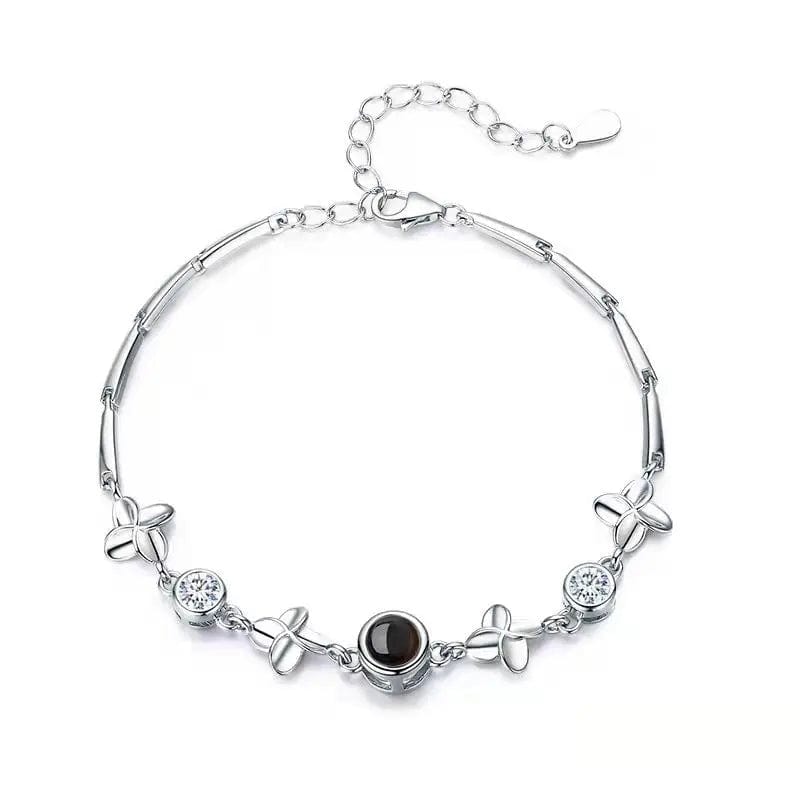 Personalisiertes vierblättriges Kleeblatt-Zirkon-Armband mit verstecktem Foto