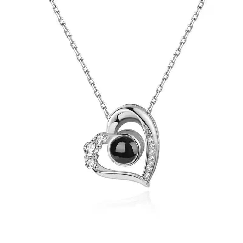 Collier personnalisé avec mini zircons en forme de cœur et photo cachée