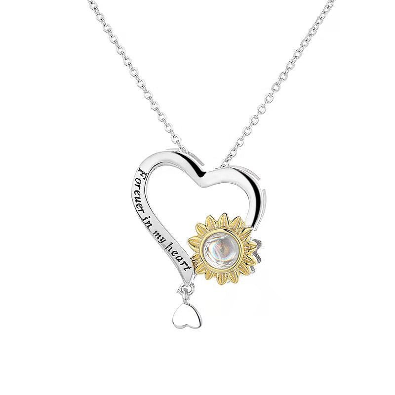 Collier photo caché personnalisé « Cœur de soleil »