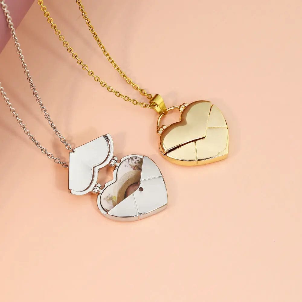 Collier personnalisé avec pendentif en forme de cœur et photo cachée