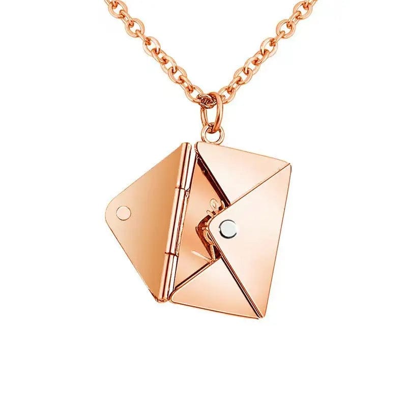 Collier pendentif personnalisé avec enveloppe de lettre d'amour cachée