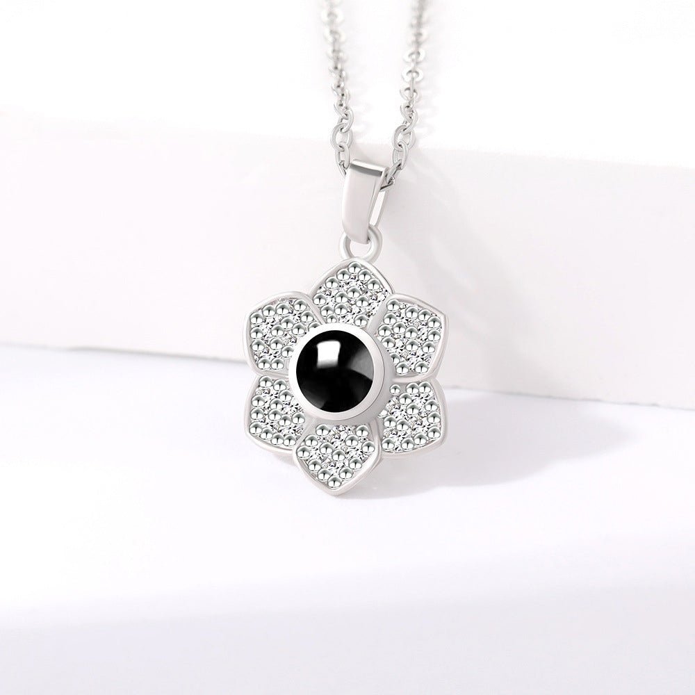 Custom Hidden Photo Projection 6 Petal flower Necklace