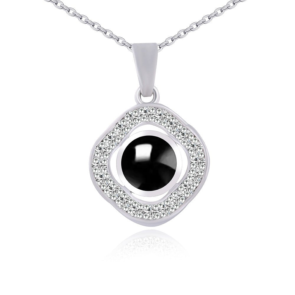 Collier personnalisé avec projection photo cachée en onyx noir 