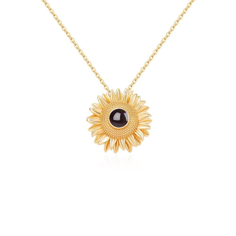 Custom Hidden Photo Projection Bloom Sunflower Necklace