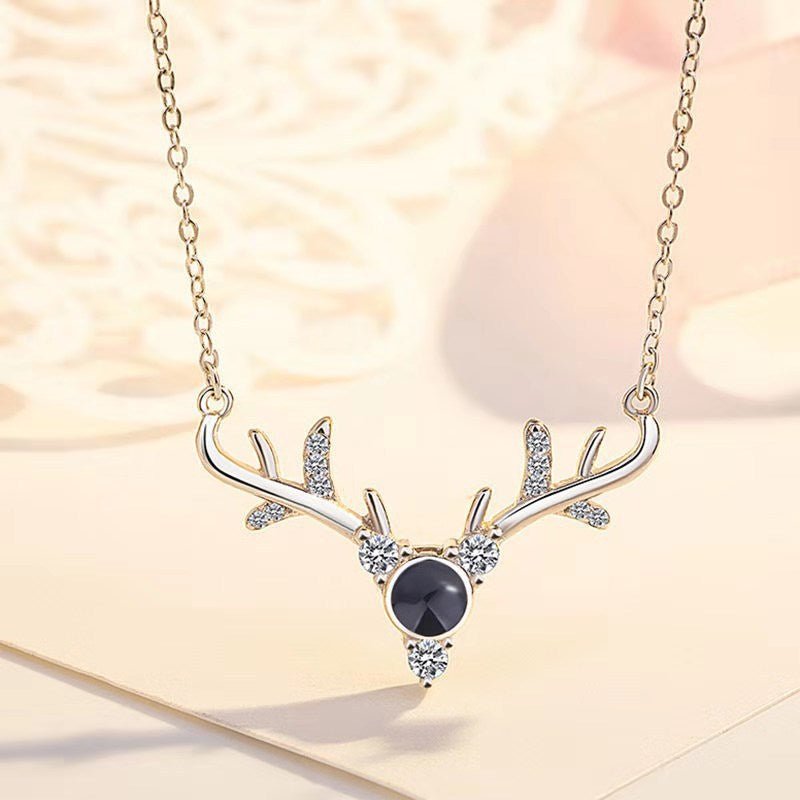 Collier personnalisé avec projection photo cachée en bois de cerf
