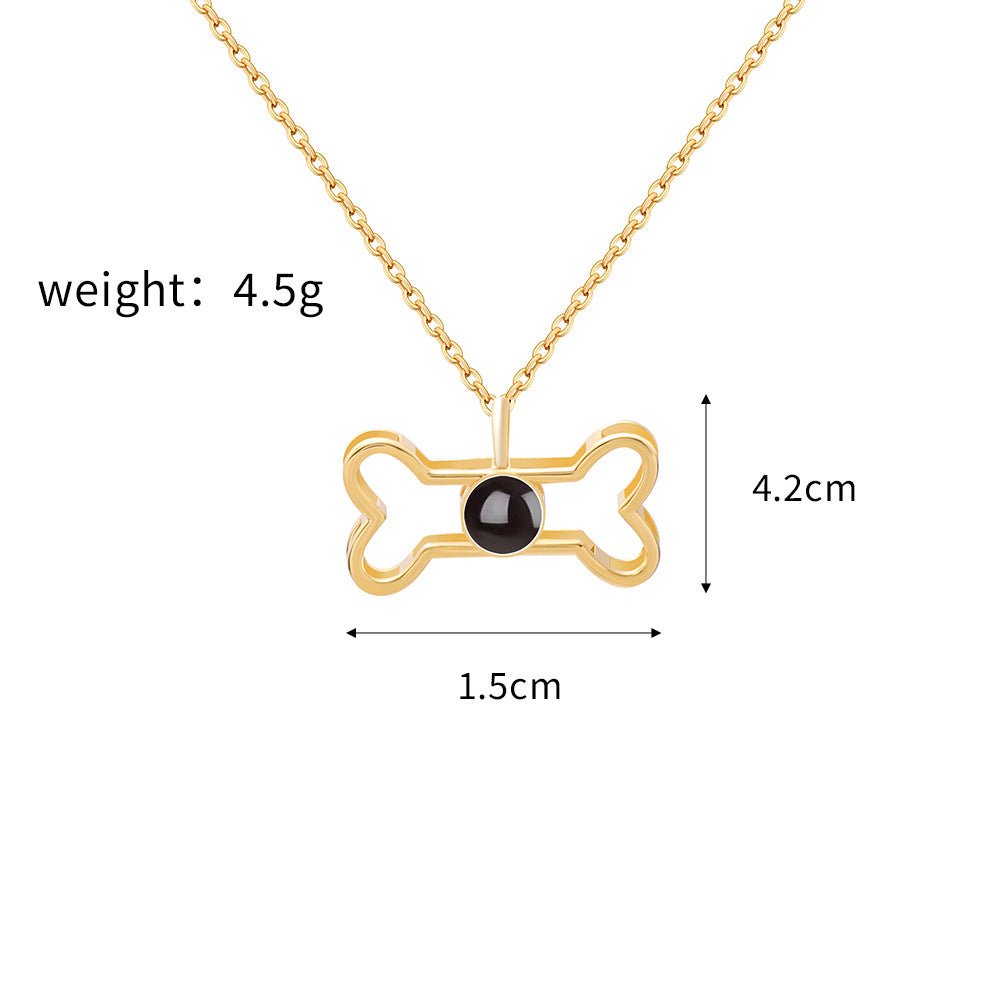 Custom Hidden Photo Projection Dog Bone Necklace