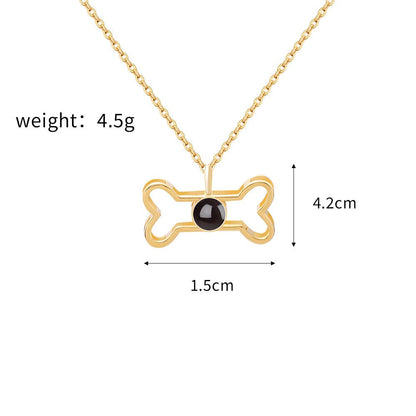 Custom Hidden Photo Projection Dog Bone Necklace