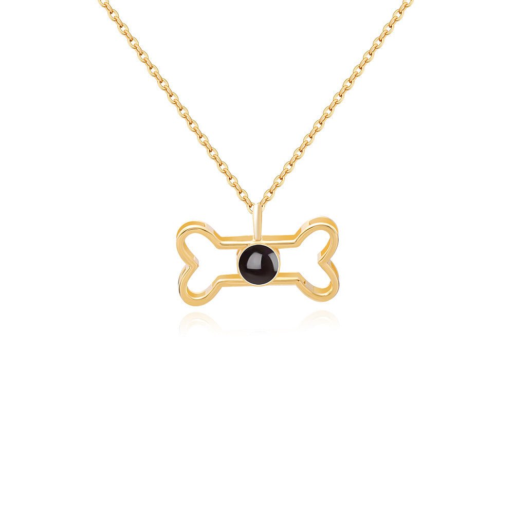 Custom Hidden Photo Projection Dog Bone Necklace