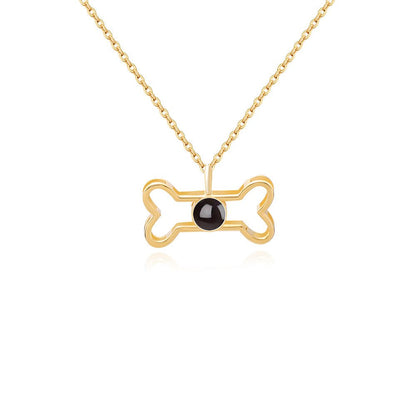 Custom Hidden Photo Projection Dog Bone Necklace