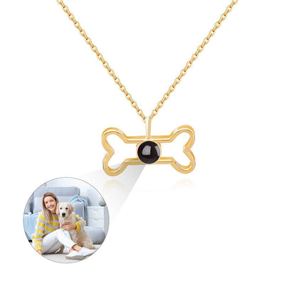 Custom Hidden Photo Projection Dog Bone Necklace