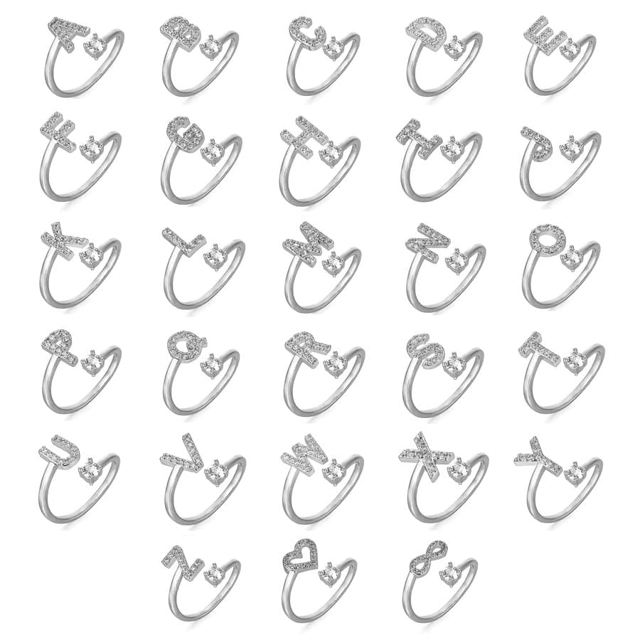 Verstellbarer Pavé-Ring mit Initialen