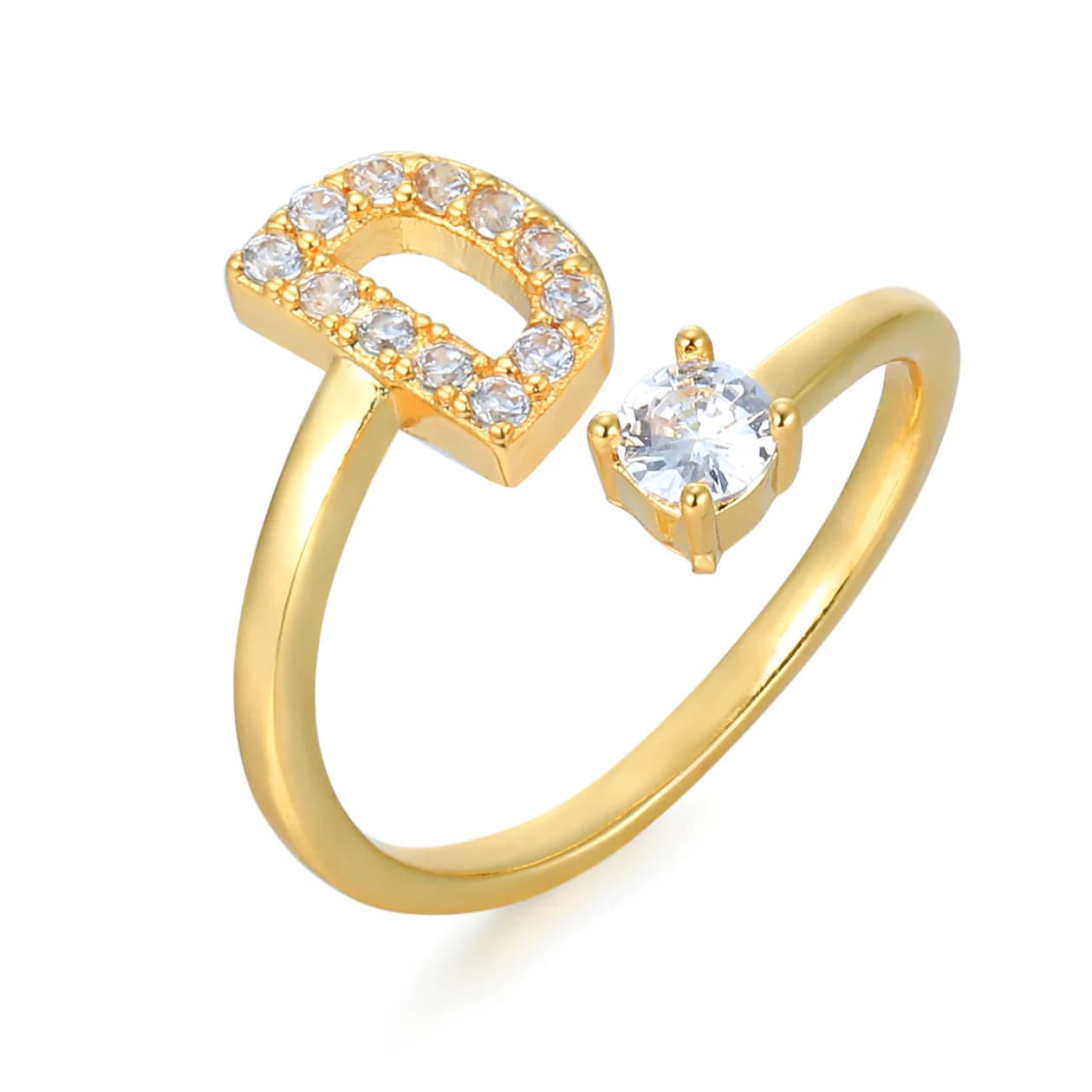 Verstellbarer Pavé-Ring mit Initialen