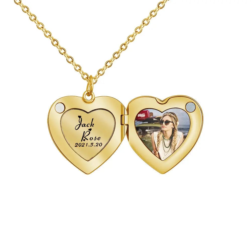 Collier photo caché avec médaillon d'amour personnalisé 