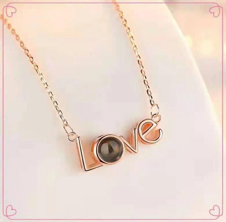 Collier photo caché en zircon style LOVE personnalisé