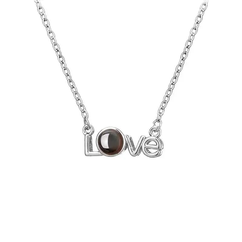 Collier photo caché en zircon style LOVE personnalisé