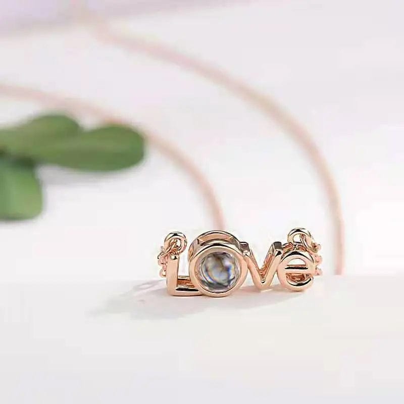 Collier photo caché en zircon style LOVE personnalisé
