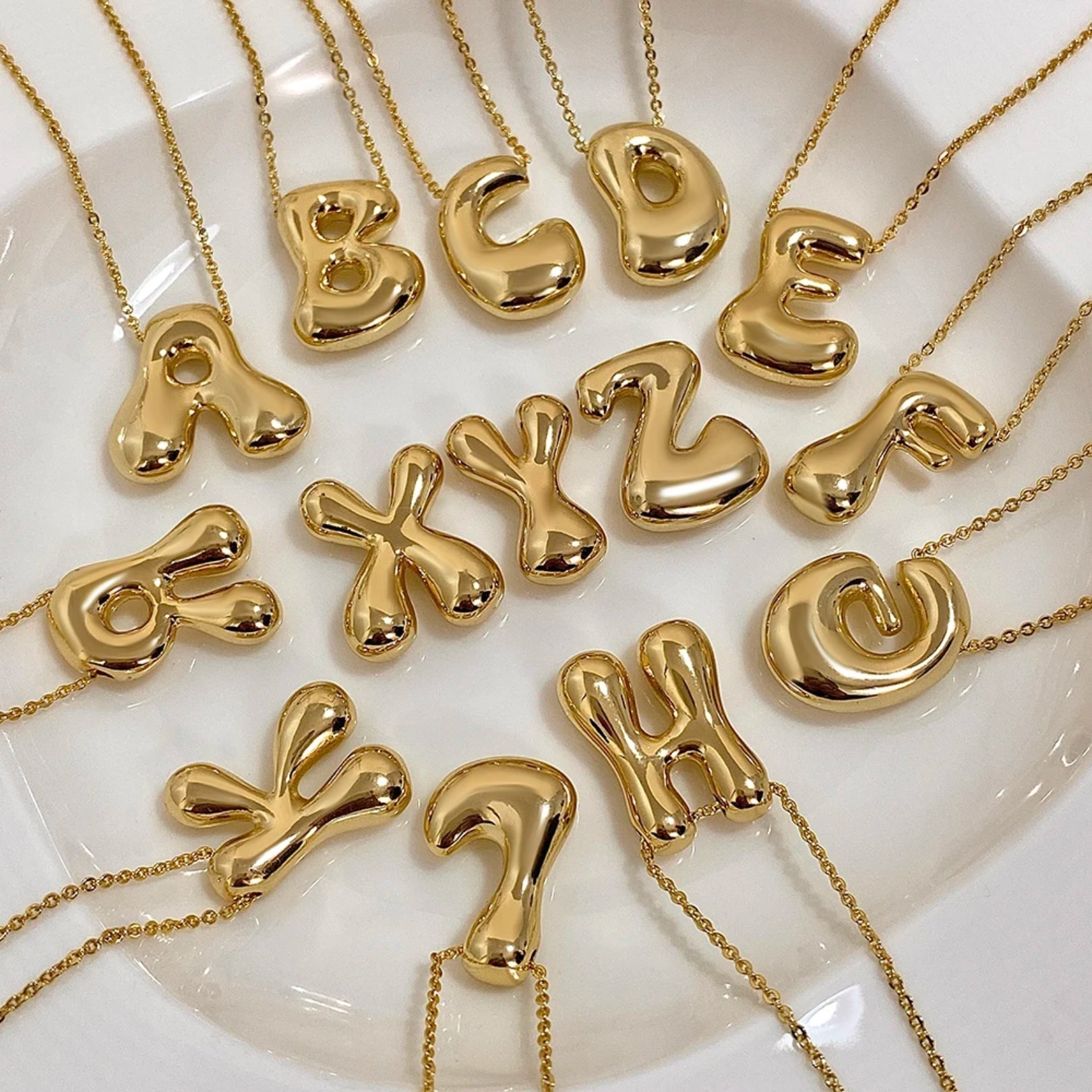 Collier à bulles avec initiales personnalisées et lettres à bulles 