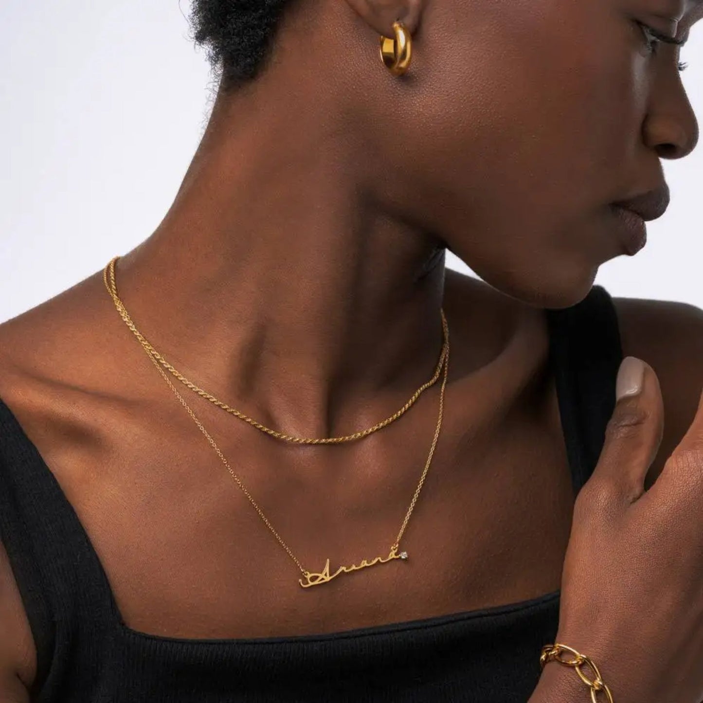 Personalisierte Halskette mit Diamantspitze 