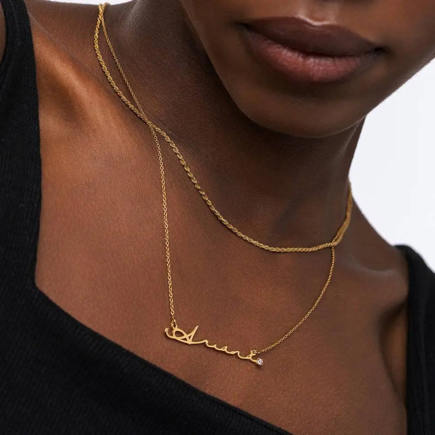 Personalisierte Halskette mit Diamantspitze 