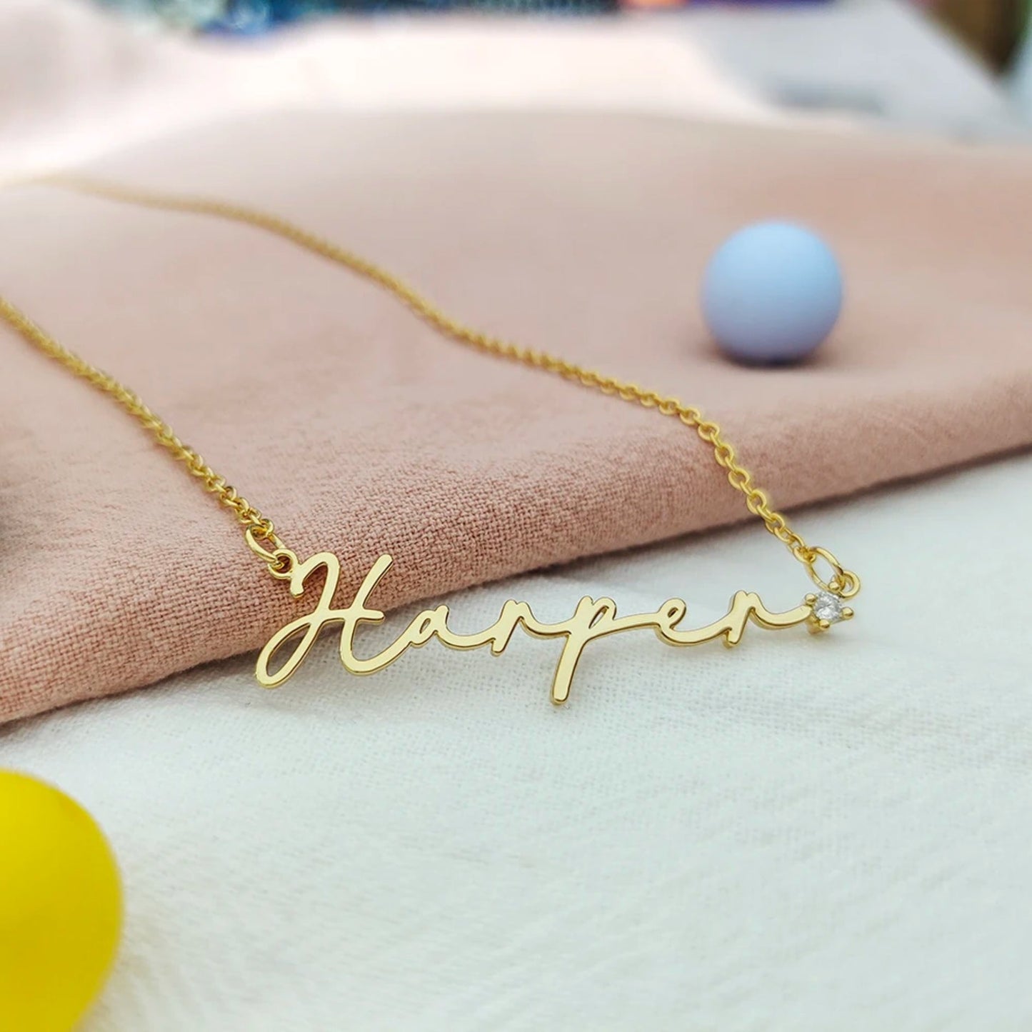 Personalisierte Halskette mit Diamantspitze 