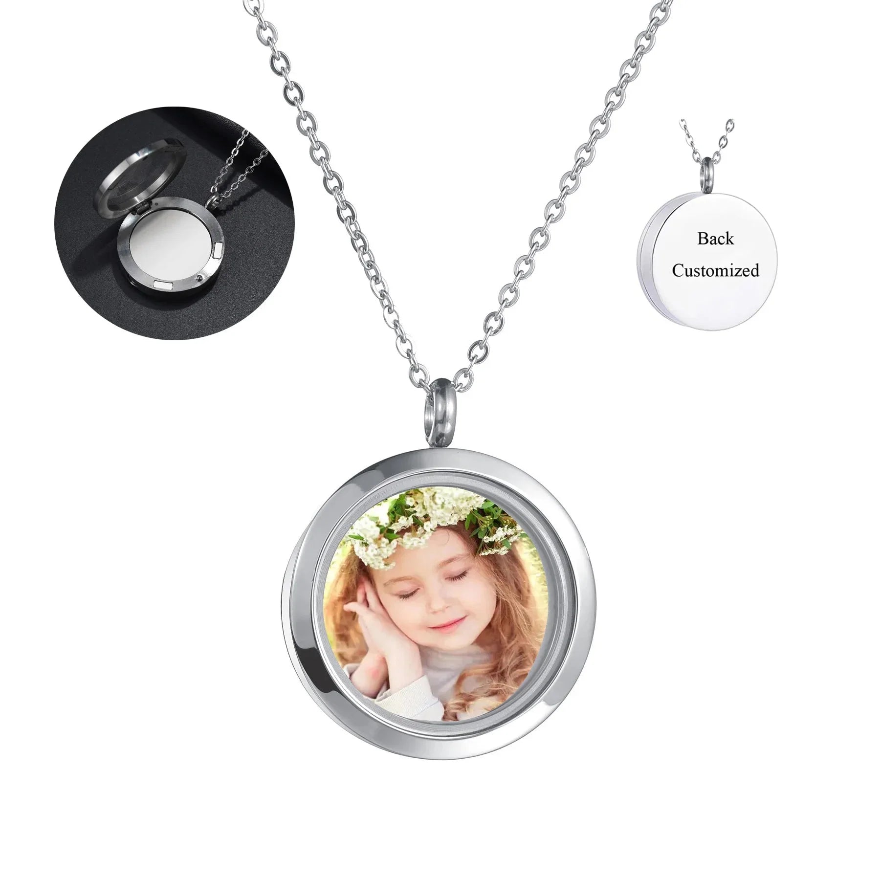Pendentif commémoratif en cendres avec photo gravée personnalisée 