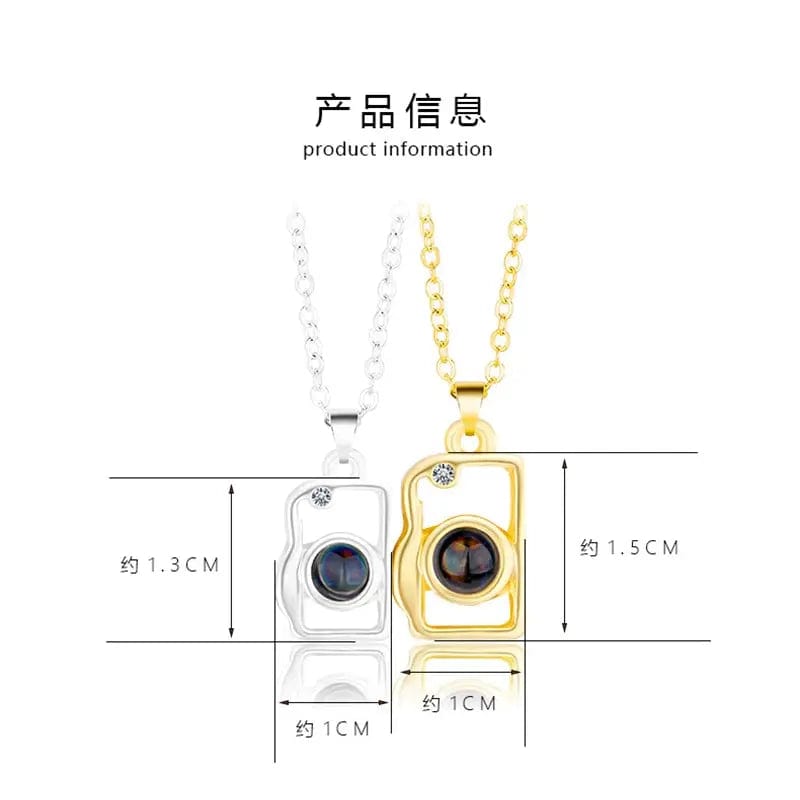 Collier magnétique pour appareil photo avec projection photo personnalisée (2 pièces) 