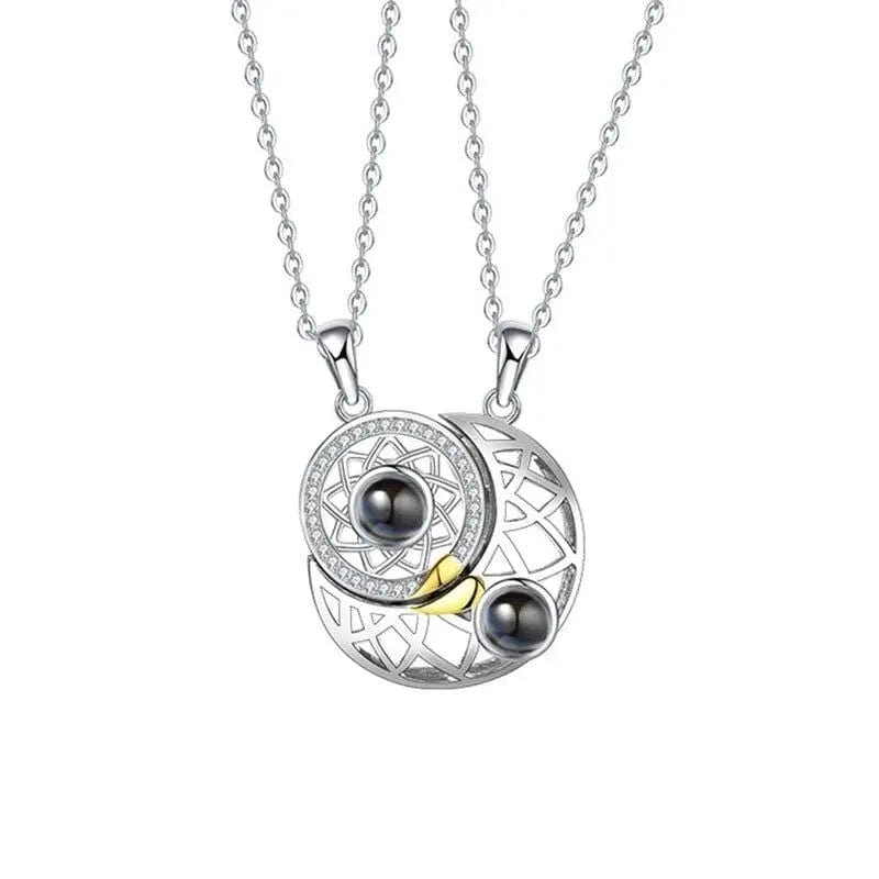 Collier de projection photo personnalisé pour couple avec lune 