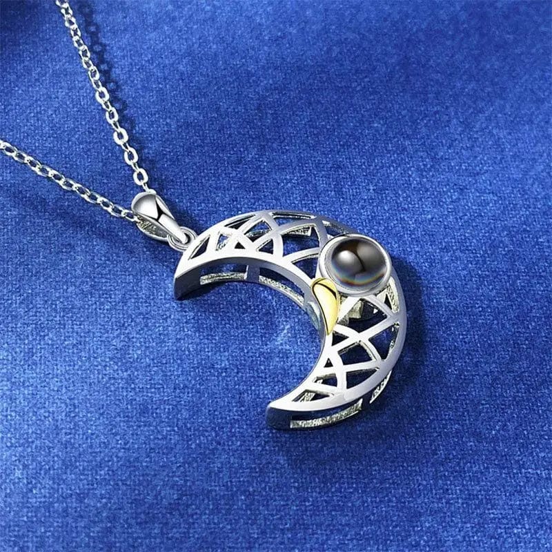 Collier de projection photo personnalisé pour couple avec lune 