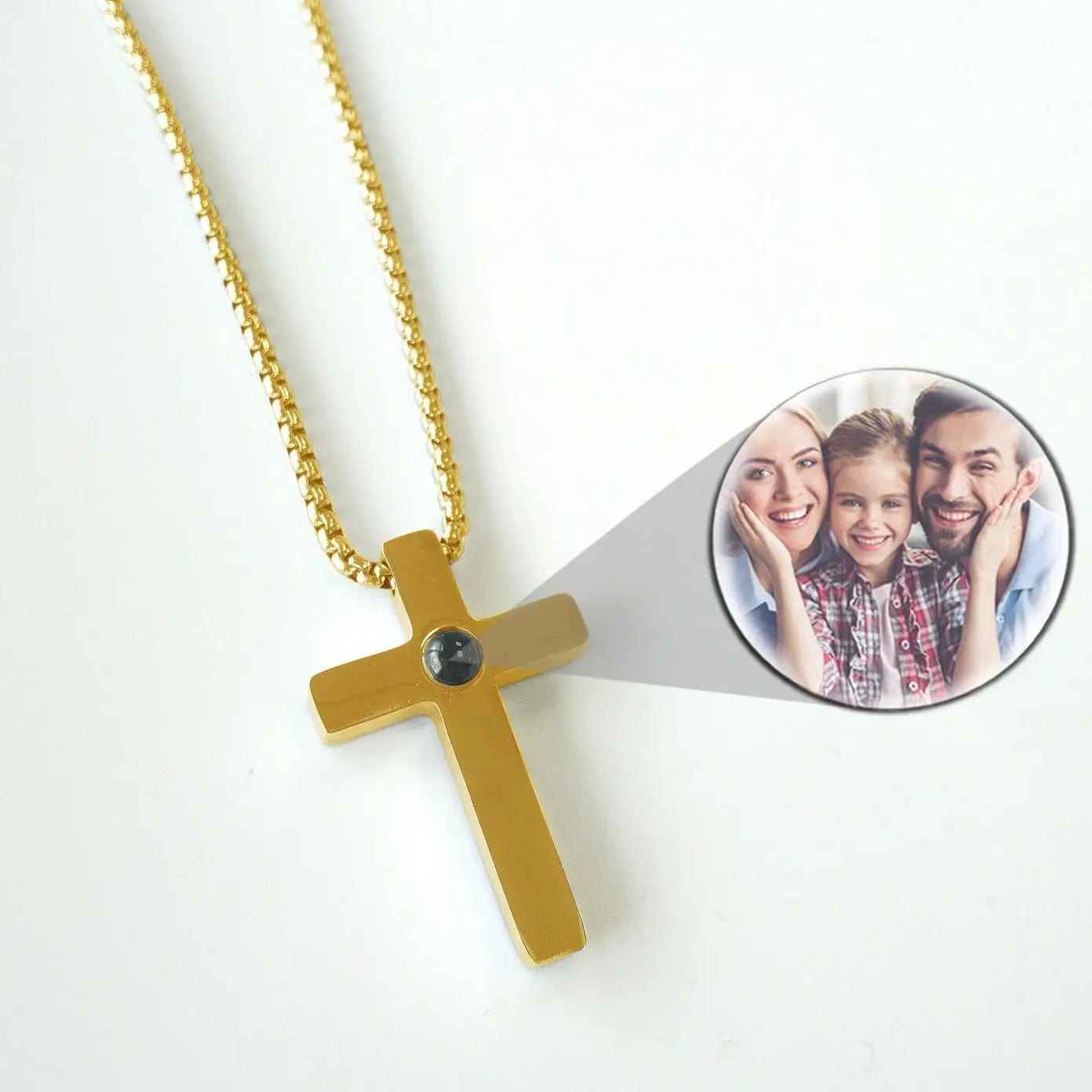 Personalisierte Halskette mit Fotoprojektion und Anhänger „Göttliches Kreuz“ 